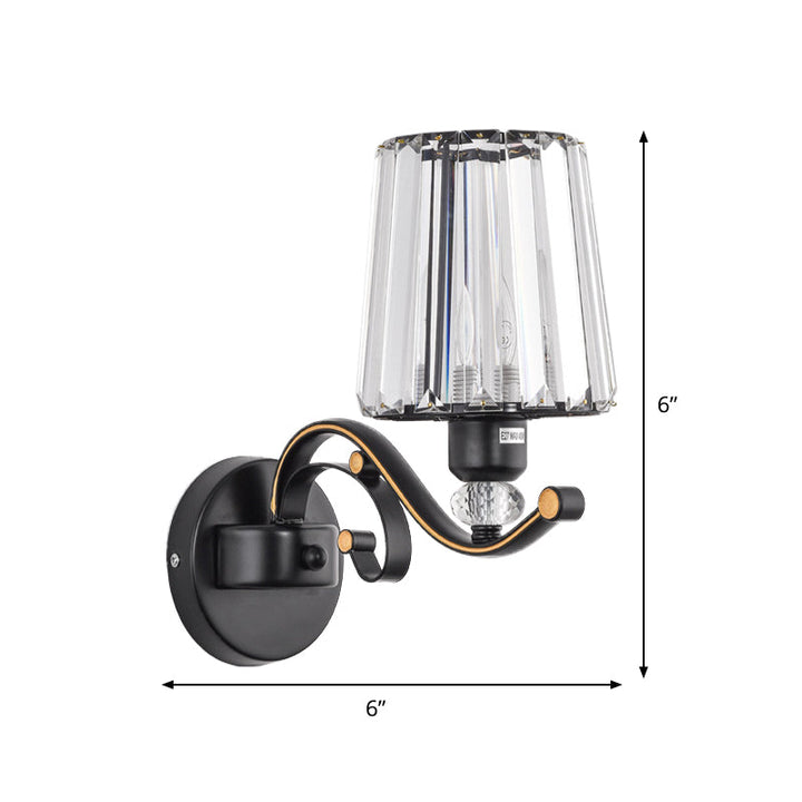 Lisslune | 1/2-Pear Tapered Wall Light Modern Black Crystal Block Wall Light for the Living Room