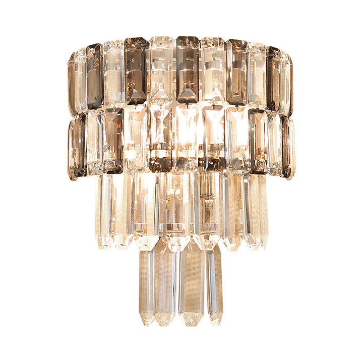 Lisslune | Stacked Smoke Gray Crystal Wall Lamp Modernism 2 Lamps Living Room Wall Mounted Lighting Fixture