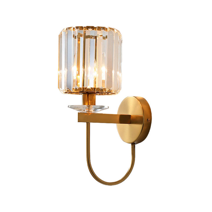 Skørter | Crystal Column Wall Light Modernism 1 Bulb Living Room Wall Light in Gold with Goose Kitchen Arm