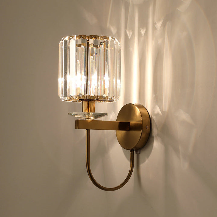 Skørter | Crystal Column Wall Light Modernism 1 Bulb Living Room Wall Light in Gold with Goose Kitchen Arm