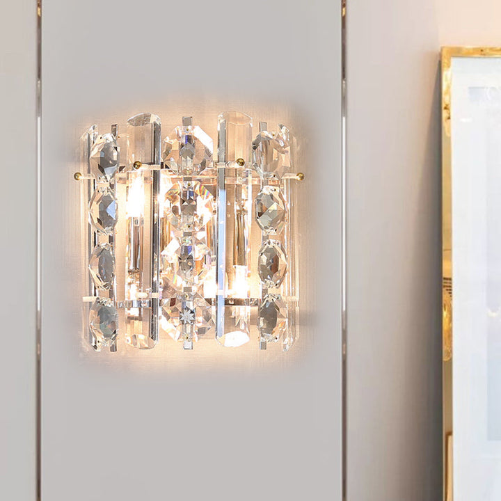 Lisslune | 2-Light Wall Lamp Modern Living Room Wall Light with Half-Cylinder Clear Glass Shade