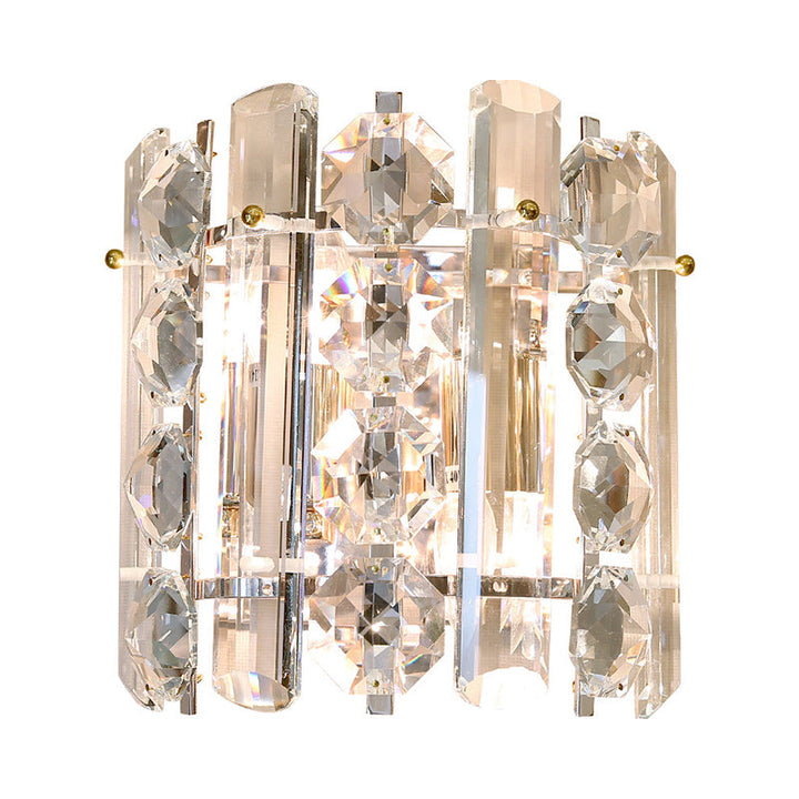 Lisslune | 2-Light Wall Lamp Modern Living Room Wall Light with Half-Cylinder Clear Glass Shade