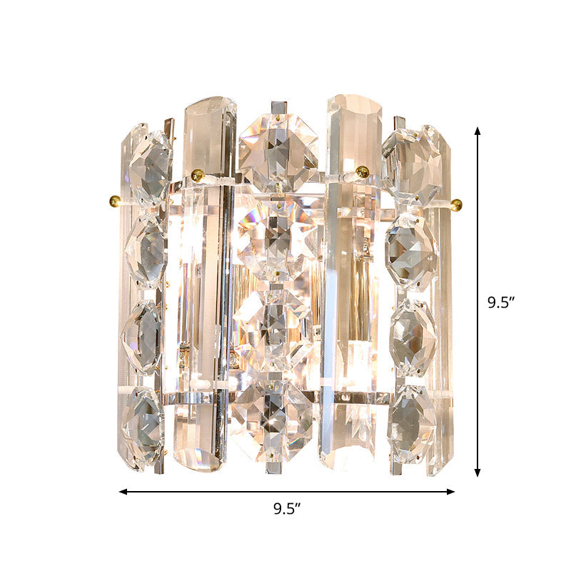 Lisslune | 2-Light Wall Lamp Modern Living Room Wall Light with Half-Cylinder Clear Glass Shade