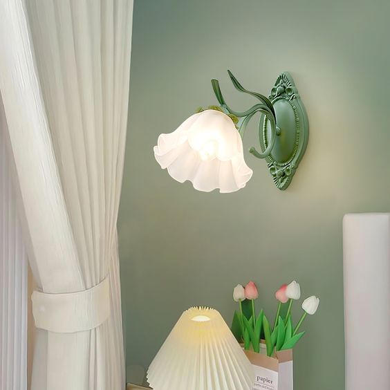 Lisslune | LED Lily of the Valley Flower Wall Lamp - Decorative Floral Light Fixture for Living Room & Bedroom Decor