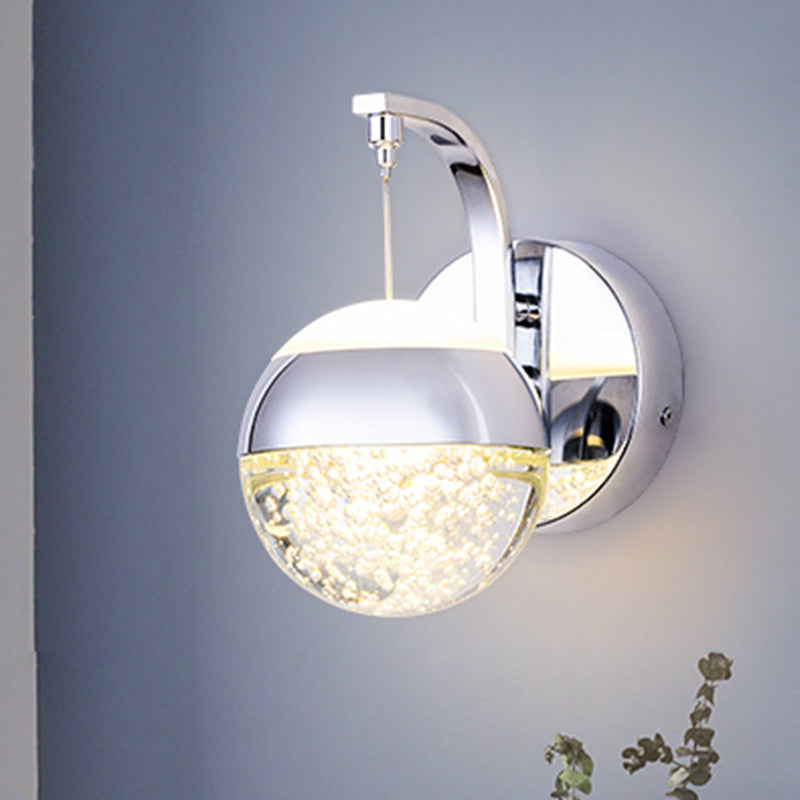 Lisslune | Seedy Crystal Ball Wall Lamp Contemporary LED Bedroom Wall Fixture in Gold/Chrome
