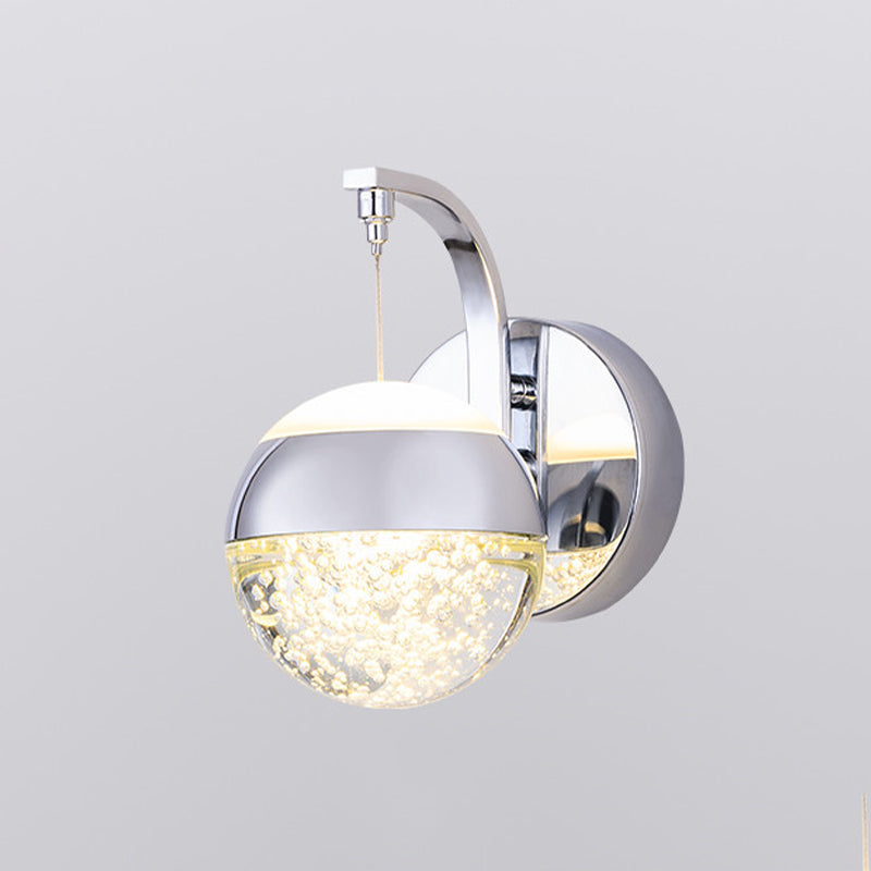 Lisslune | Seedy Crystal Ball Wall Lamp Contemporary LED Bedroom Wall Fixture in Gold/Chrome