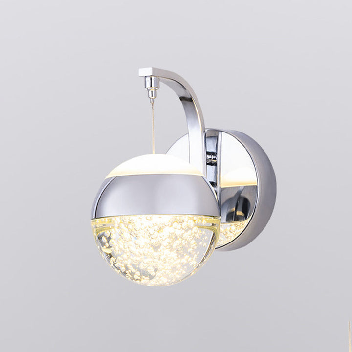 Lisslune | Seedy Crystal Ball Wall Lamp Contemporary LED Bedroom Wall Fixture in Gold/Chrome