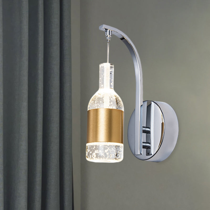 Lisslune | Modern Wine Bottle Wall Light Seedy Crystal LED Wall Mounted Light Fixture in Chrome