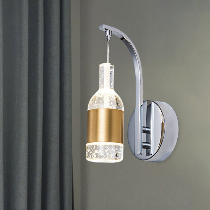 Lisslune | Modern Wine Bottle Wall Light Seedy Crystal LED Wall Mounted Light Fixture in Chrome