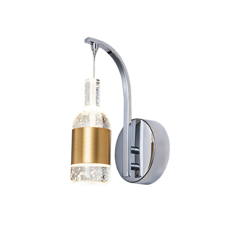 Lisslune | Modern Wine Bottle Wall Light Seedy Crystal LED Wall Mounted Light Fixture in Chrome