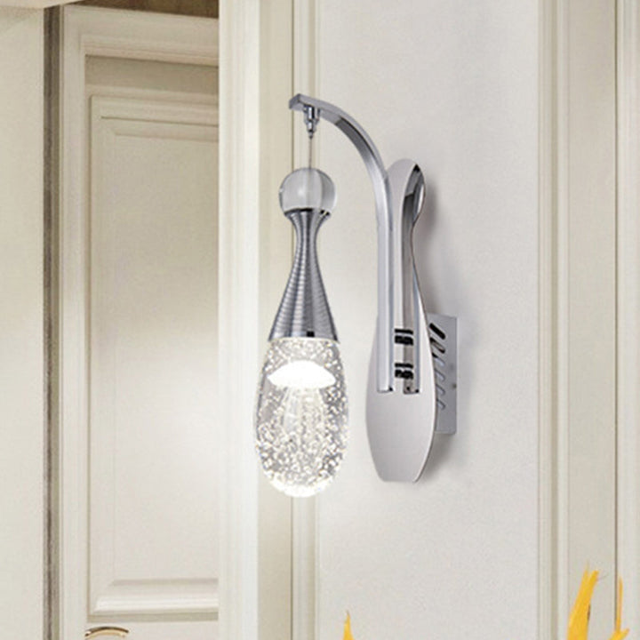Lisslune | Chrome LED Wall Light Minimalism Velvety Crystal Drop Wall Lighting Fixture