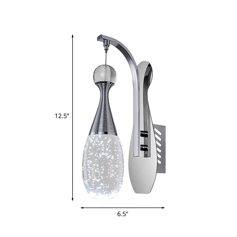Lisslune | Chrome LED Wall Light Minimalism Velvety Crystal Drop Wall Lighting Fixture