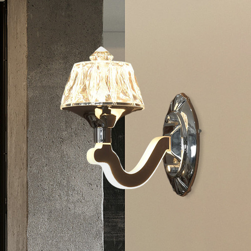 Lisslune | Clear Crystal Chrome Wall Light Narrow 1/2-Bulb Modern Wall Light with Illuminated Arm