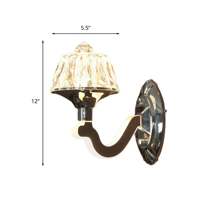 Lisslune | Clear Crystal Chrome Wall Light Narrow 1/2-Bulb Modern Wall Light with Illuminated Arm