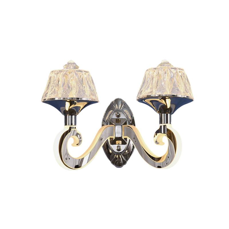 Lisslune | Clear Crystal Chrome Wall Light Narrow 1/2-Bulb Modern Wall Light with Illuminated Arm