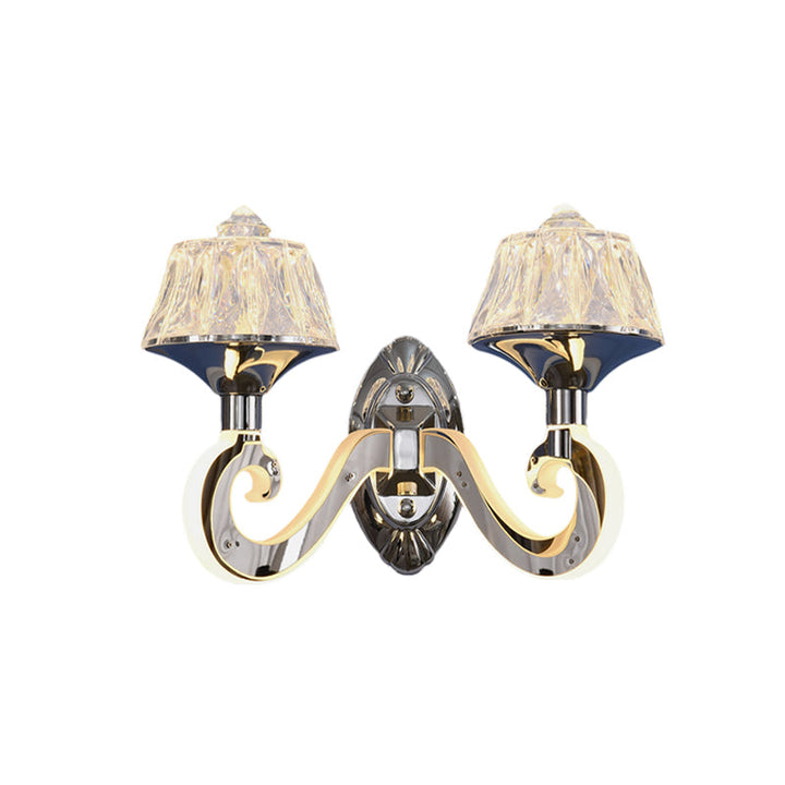 Lisslune | Clear Crystal Chrome Wall Light Narrow 1/2-Bulb Modern Wall Light with Illuminated Arm