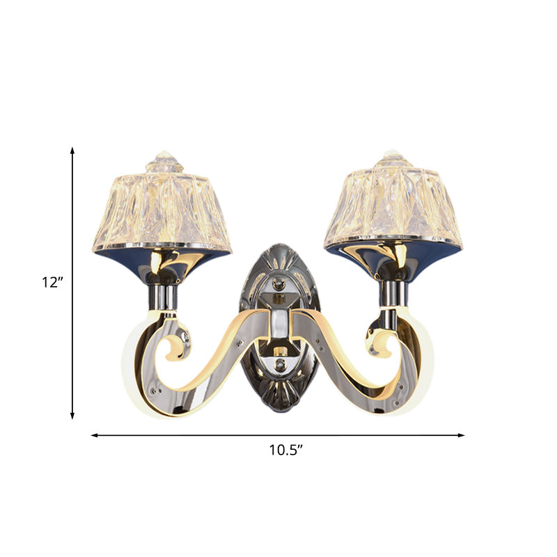 Lisslune | Clear Crystal Chrome Wall Light Narrow 1/2-Bulb Modern Wall Light with Illuminated Arm
