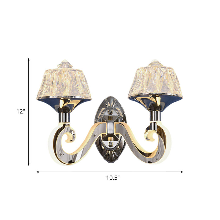 Lisslune | Clear Crystal Chrome Wall Light Narrow 1/2-Bulb Modern Wall Light with Illuminated Arm