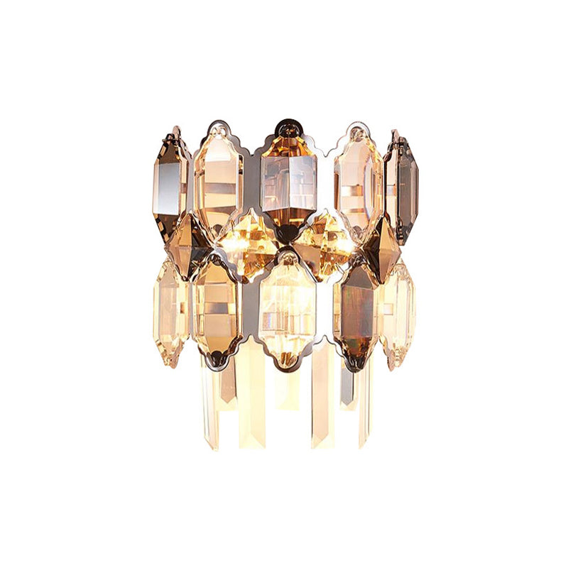 Lisslune | 2-Tier Clear Crystal Wall Light Minimalism 2 Heads Living Room Wall Lighting Fixture