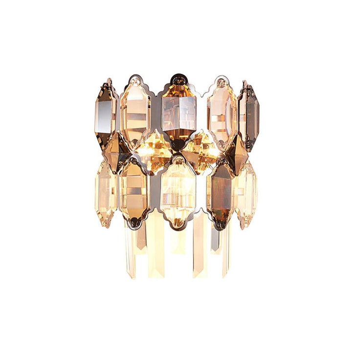 Lisslune | 2-Tier Clear Crystal Wall Light Minimalism 2 Heads Living Room Wall Lighting Fixture