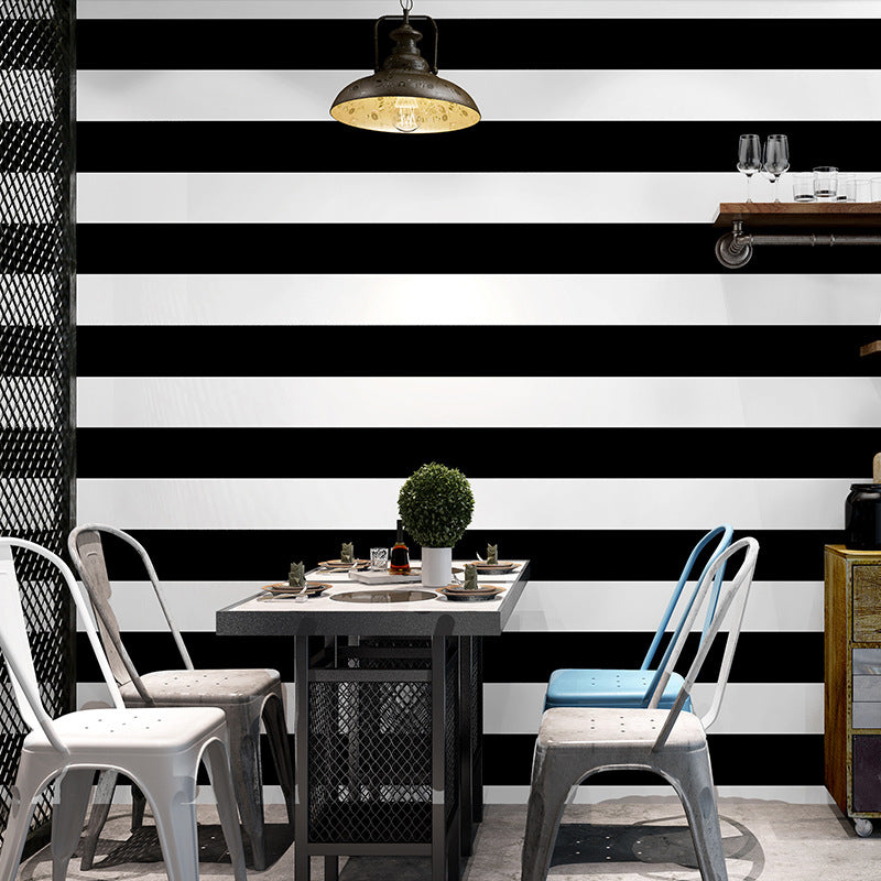 Lisslune | Simple Wide Stripes Non-Adhesive Wallpaper for Coffee Room and Clothing Store, 33 Feet x 20.5 Inches