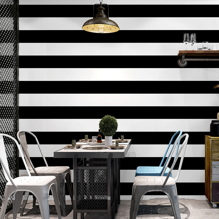 Lisslune | Simple Wide Stripes Non-Adhesive Wallpaper for Coffee Room and Clothing Store, 33 Feet x 20.5 Inches