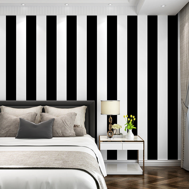 Lisslune | Simple Wide Stripes Non-Adhesive Wallpaper for Coffee Room and Clothing Store, 33 Feet x 20.5 Inches