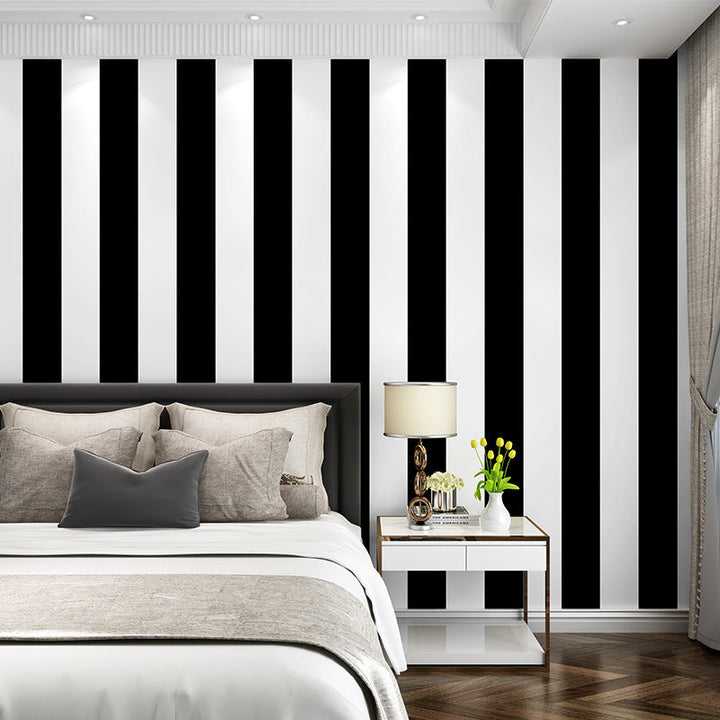 Lisslune | Simple Wide Stripes Non-Adhesive Wallpaper for Coffee Room and Clothing Store, 33 Feet x 20.5 Inches