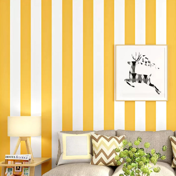 Lisslune | Simple Wide Stripes Non-Adhesive Wallpaper for Coffee Room and Clothing Store, 33 Feet x 20.5 Inches