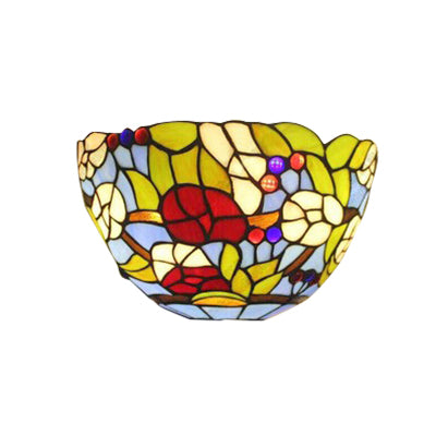 Lisslune | Tiffany Flowers Wall Lamp Light Protected Glass Indoor Wall Mount Light for Living Room