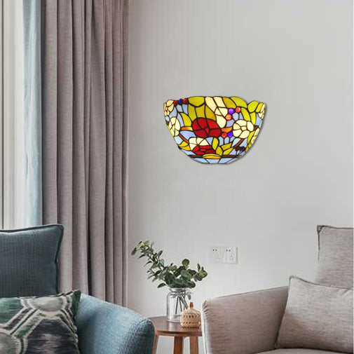Lisslune | Tiffany Flowers Wall Lamp Light Protected Glass Indoor Wall Mount Light for Living Room