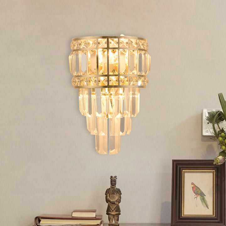Lisslune | Minimalistic Stacked Wall Light 3-Light Clear K9 Crystal Wall Mounted Light in Gold