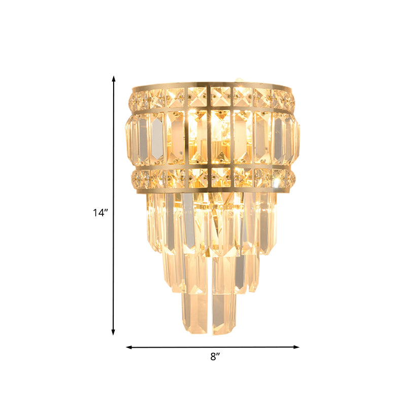 Lisslune | Minimalistic Stacked Wall Light 3-Light Clear K9 Crystal Wall Mounted Light in Gold