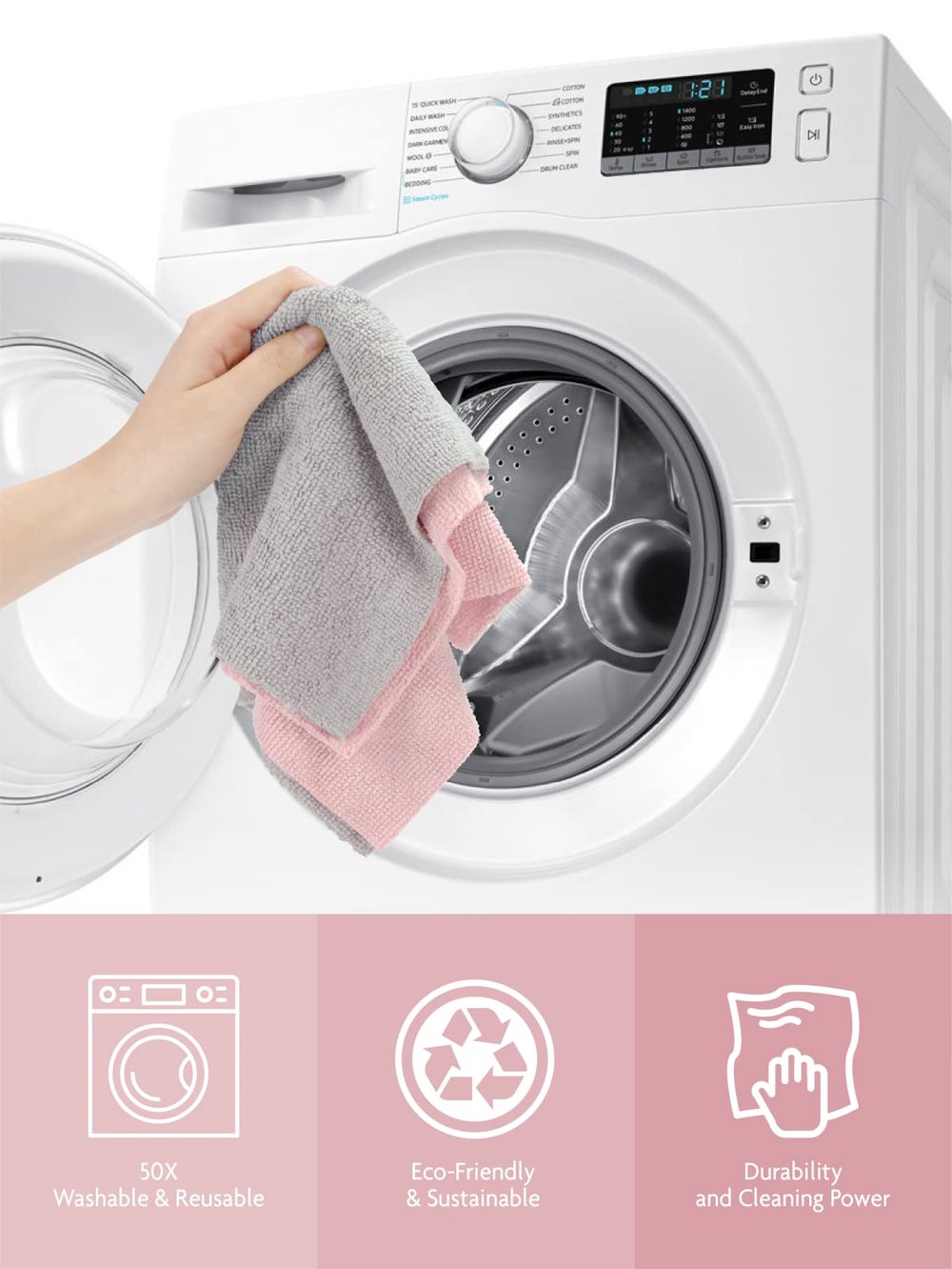 Lisslune | 20 Pieces Reusable Microfiber Cloths on Roll – Lint-Free, Streak-Free & Eco-Friendly