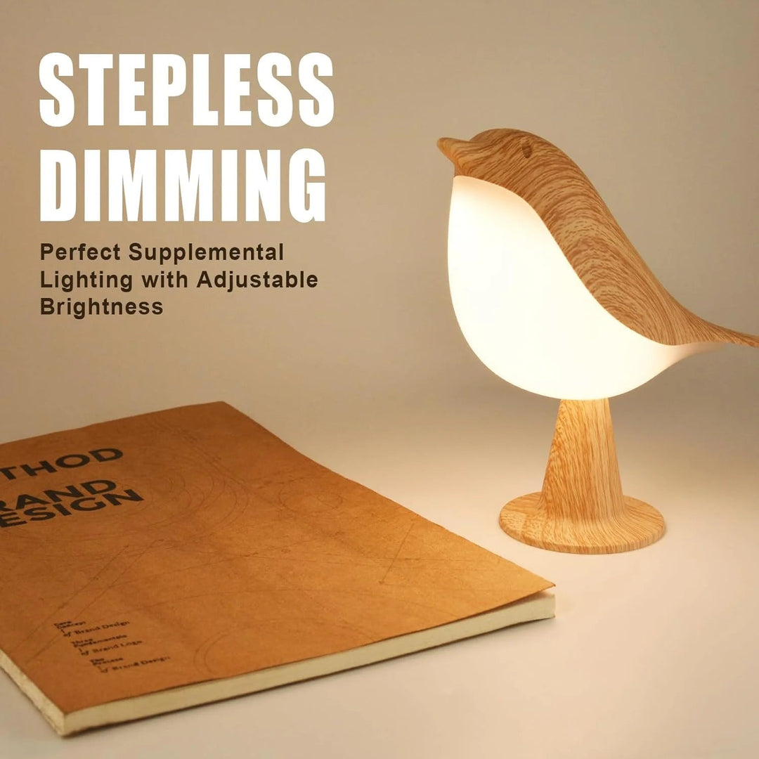 Lisslune | Touch-Control Wooden Bird Night Light - Rechargeable LED Bedside Lamp