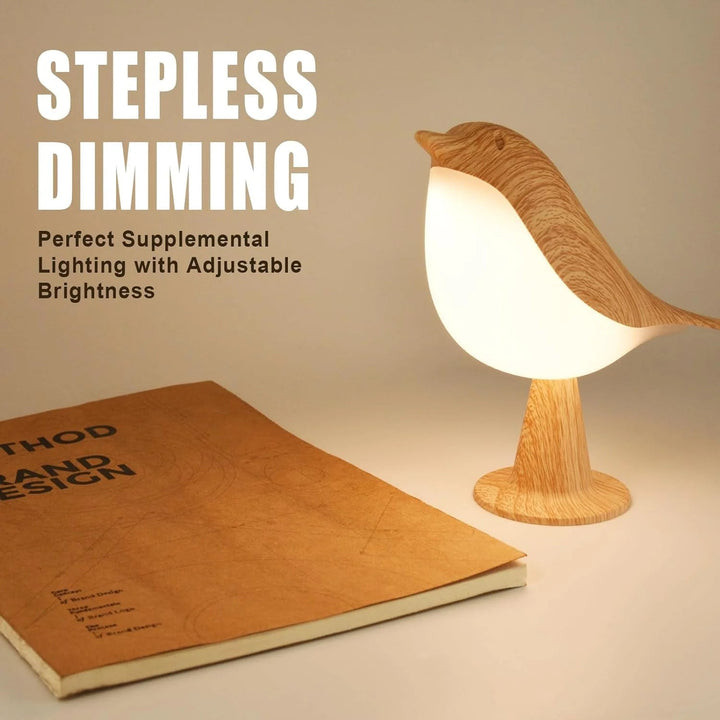 Lisslune | Touch-Control Wooden Bird Night Light - Rechargeable LED Bedside Lamp