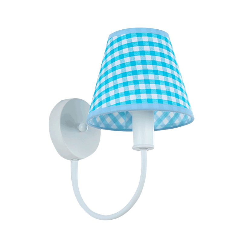 Skørter | Blue Cone Wall Lamp Modern 1-Light Fabric Wall-Mounted Lighting with Goose Neck Arm