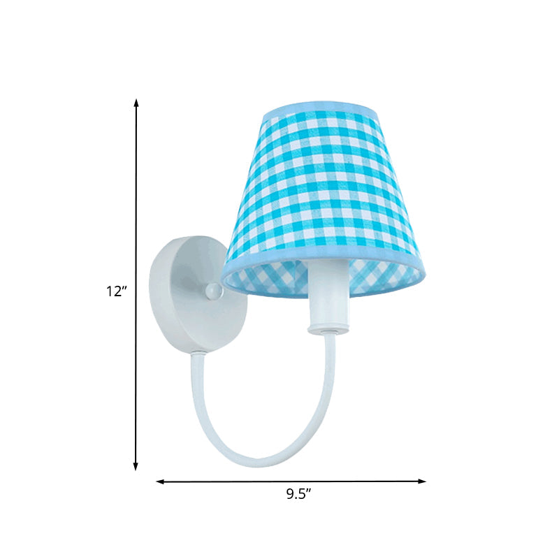 Skørter | Blue Cone Wall Lamp Modern 1-Light Fabric Wall-Mounted Lighting with Goose Neck Arm