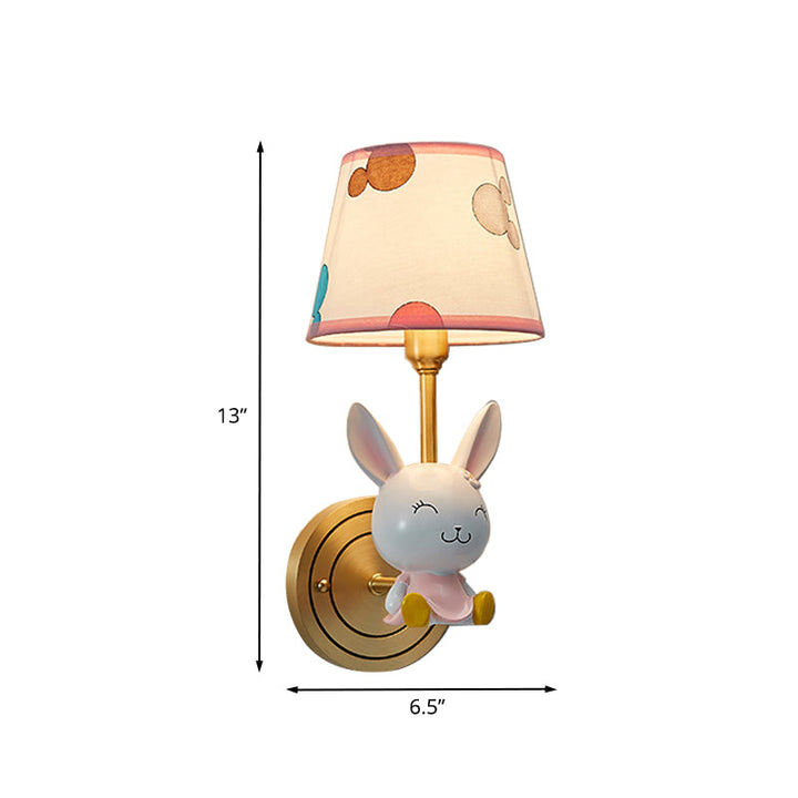 Skørter | Rabbit Hair Wall Lamp Cartoon 1 Lamp Golden Wall Lighting with Barrel Fabric Shade