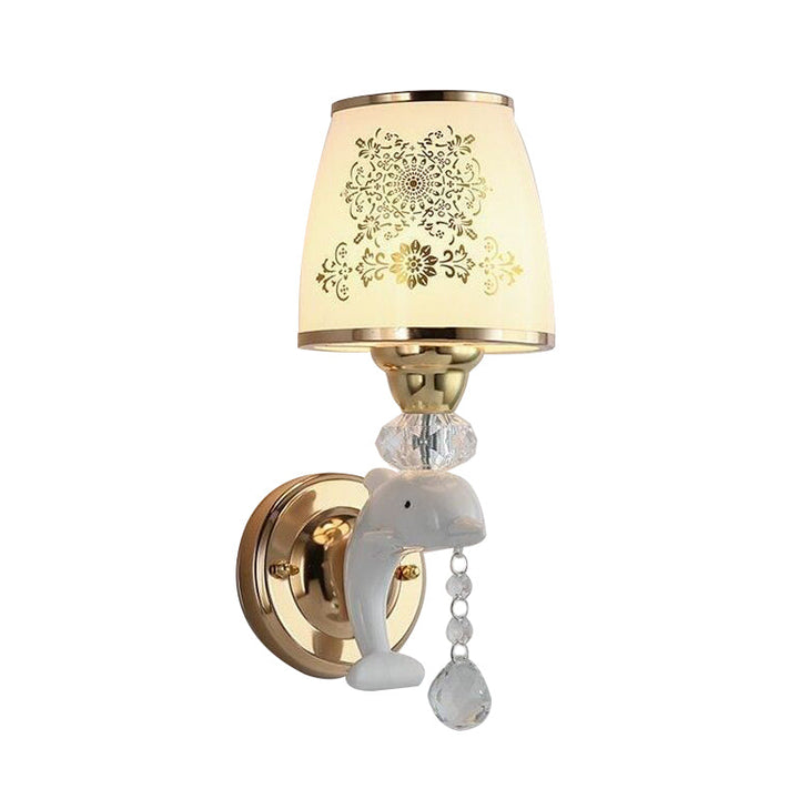 Lisslune | Trapezoid Opal Glass Shade Wall Lamp Modern 1/2-Light Gold Finish Wall Mount Lamp Fixture