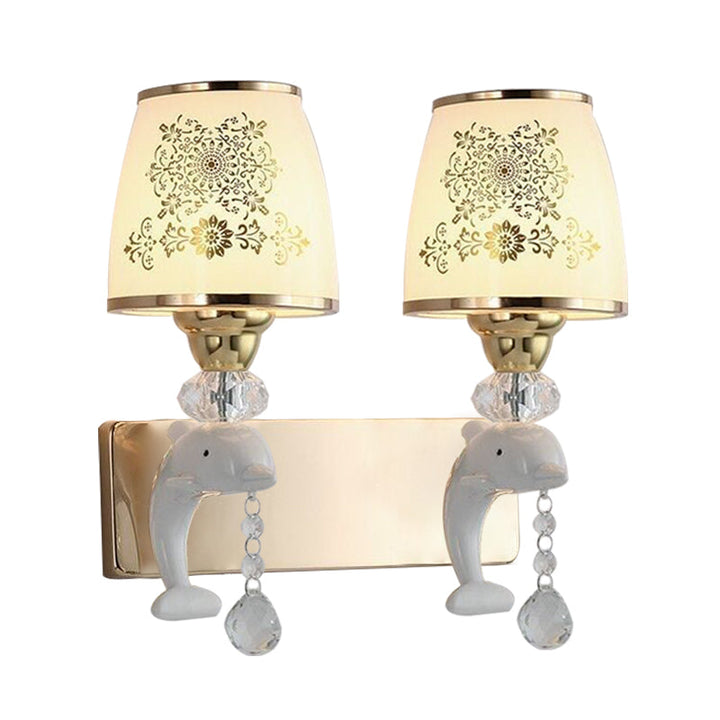 Lisslune | Trapezoid Opal Glass Shade Wall Lamp Modern 1/2-Light Gold Finish Wall Mount Lamp Fixture