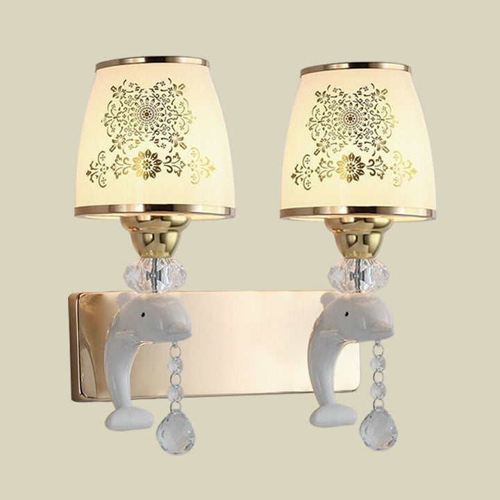 Lisslune | Trapezoid Opal Glass Shade Wall Lamp Modern 1/2-Light Gold Finish Wall Mount Lamp Fixture