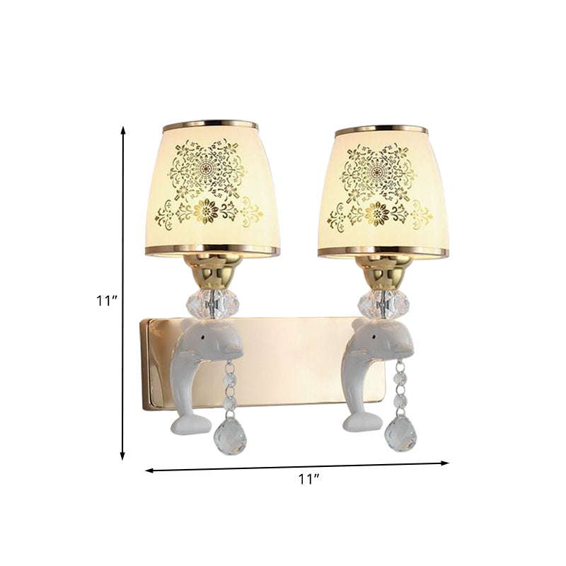 Lisslune | Trapezoid Opal Glass Shade Wall Lamp Modern 1/2-Light Gold Finish Wall Mount Lamp Fixture
