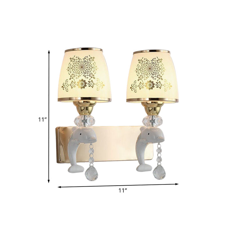 Lisslune | Trapezoid Opal Glass Shade Wall Lamp Modern 1/2-Light Gold Finish Wall Mount Lamp Fixture