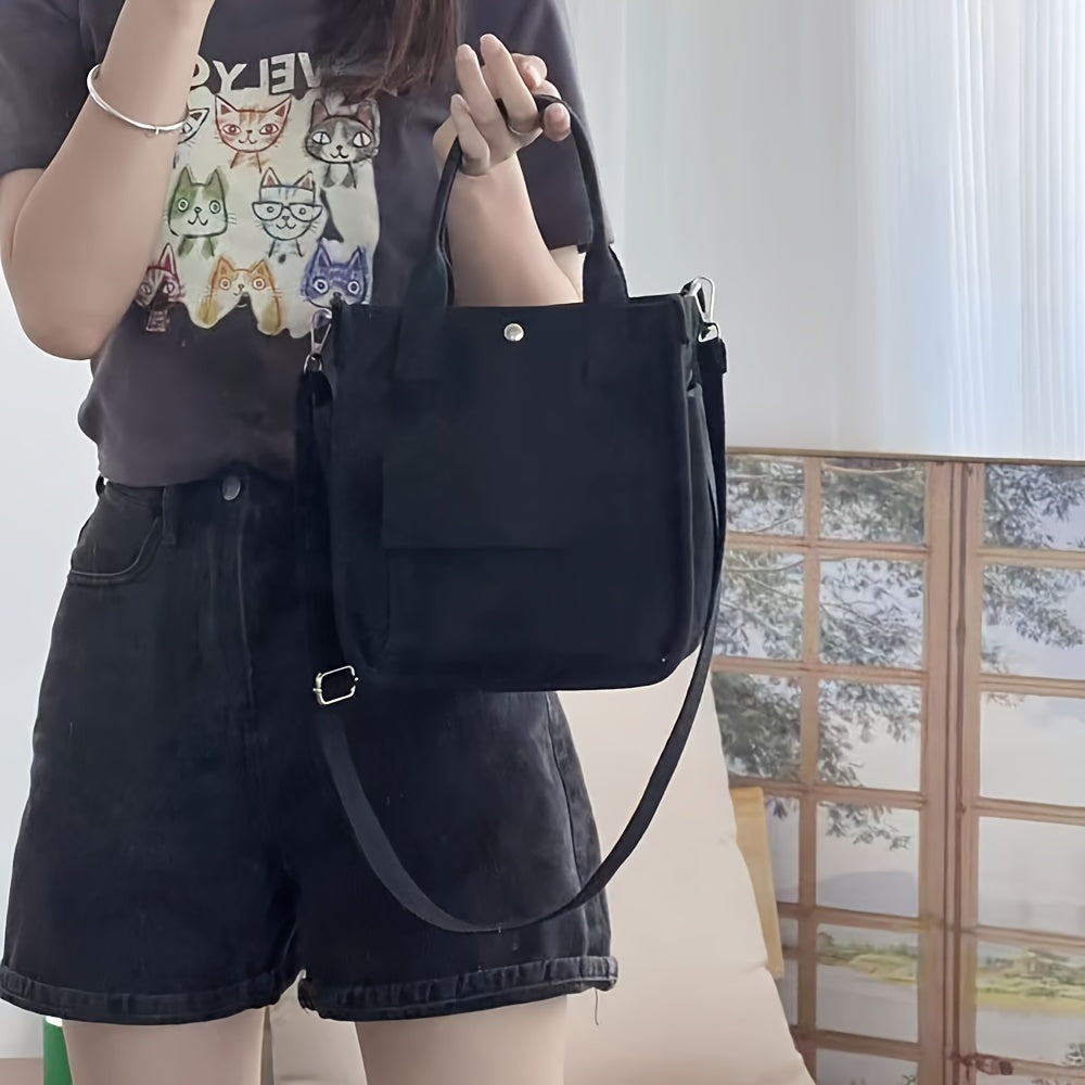Lisslune | UrbanEase Canvas Slingbag – White Shoulder Bag with Magnetic Closure and Adjustable Strap