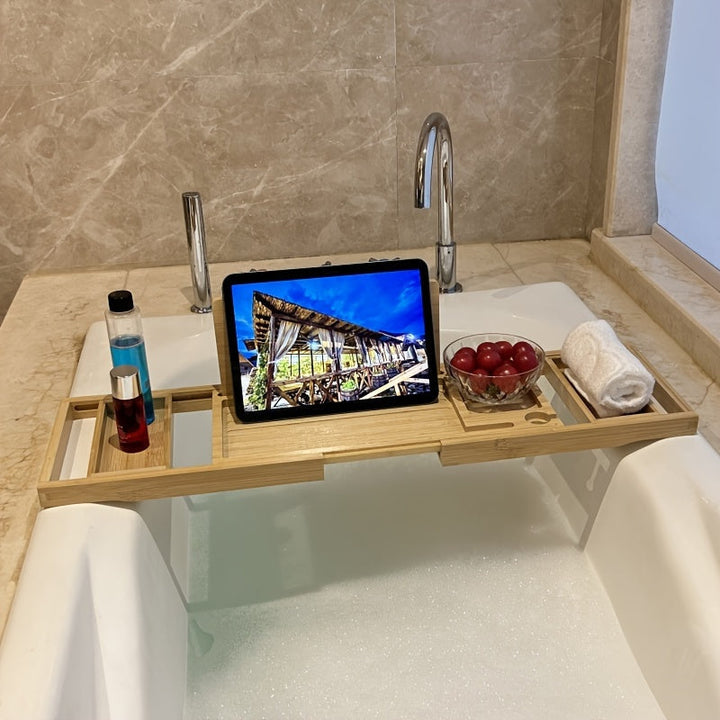 Lisslune | Bamboo Bathtub Tray - For Ultimate Relaxation