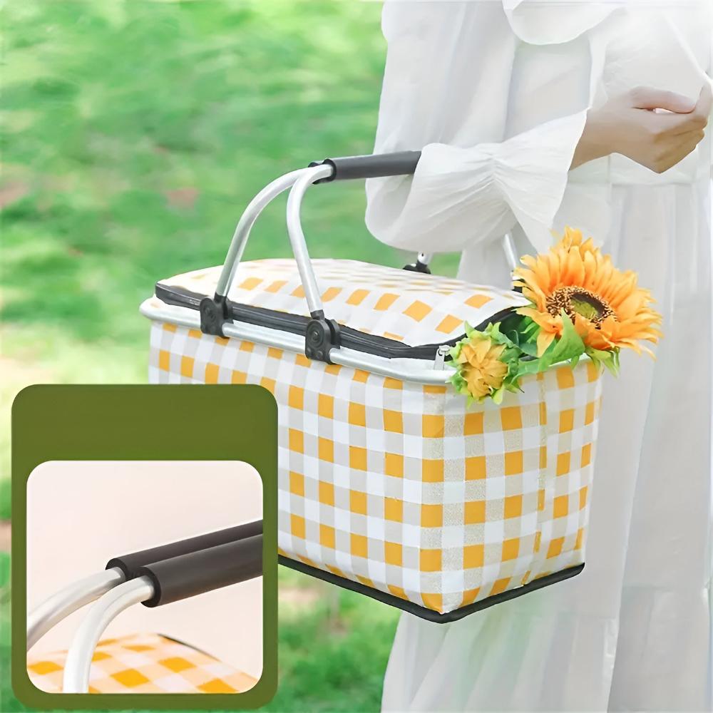 Lisslune | Foldable Checkered Picnic Basket