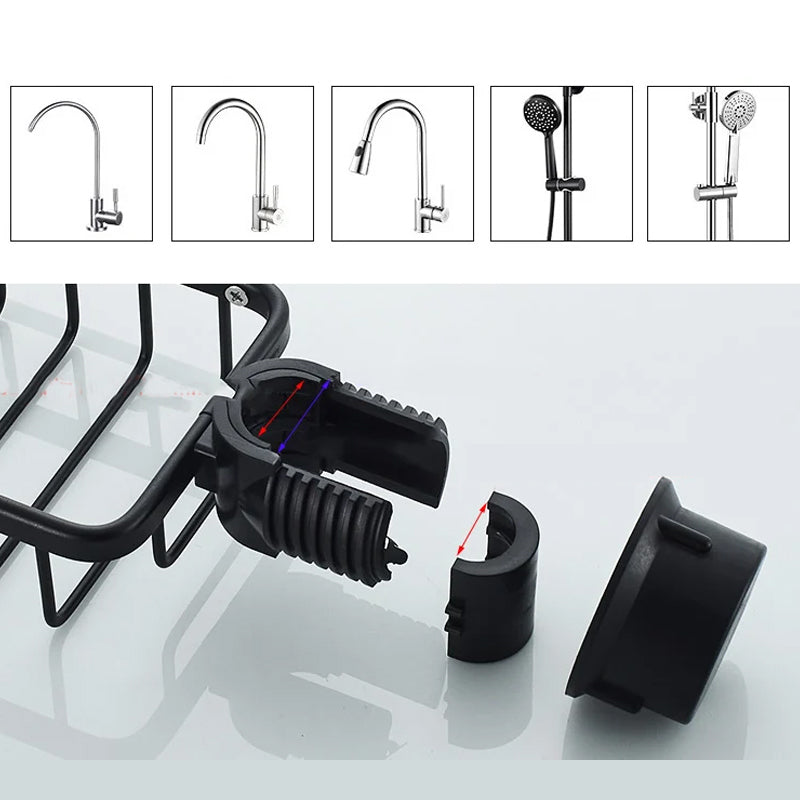 Lisslune | Shower holder for Shampoo & Soap – Stainless Aluminium – Silver or Black – No Drilling