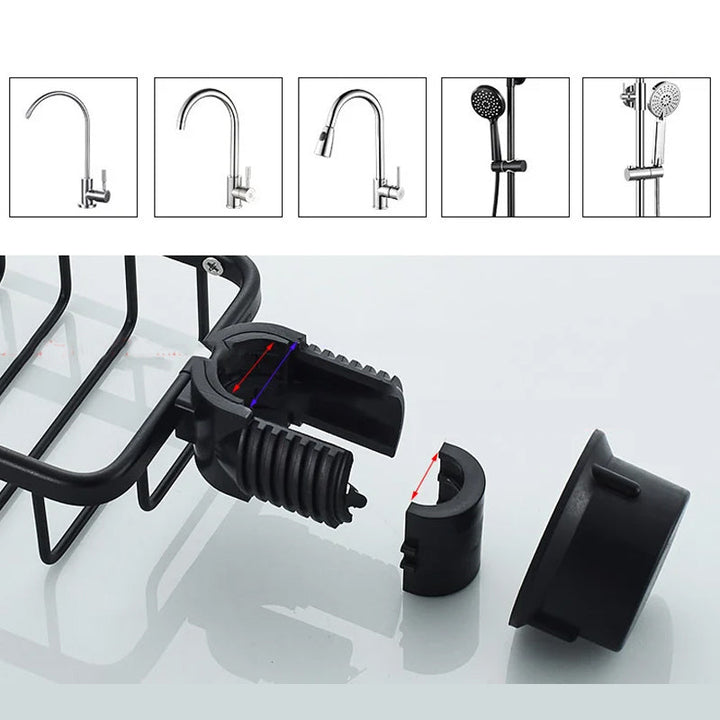 Lisslune | Shower holder for Shampoo & Soap – Stainless Aluminium – Silver or Black – No Drilling