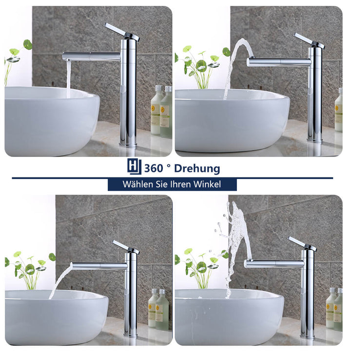 Lisslune | Double 360° swivel High sink mixer Chrome faucet Bathroom for sink in bathroom fittings